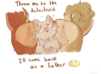 anthro balls between_butts blush bodily_fluids butt genitals group male male/male nervous nervous_smile rear_view sweat sweatdrop text trio sherlock-catt ace_attorney capcom sherlock_hound_(series) cherry_(sherlock-catt) herlock_sholmes sherlock_hound canid canine canis domestic_dog felid feline mammal digital_media_(artwork) english_text hi_res krita_(artwork)