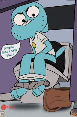 angry annoyed anthro bathroom being_watched blue_body blue_fur bottomwear bottomwear_down clothed clothing female fur implied_scat looking_at_another mature_female panties panties_down partially_clothed pooping public_restroom recording restroom_stall skirt_down solo toilet toilet_use underwear underwear_down thedispenser69 cartoon_network the_amazing_world_of_gumball nicole_watterson domestic_cat felid feline felis mammal hi_res