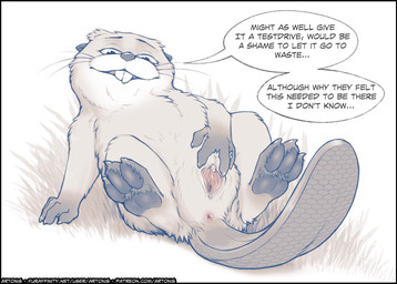 anus beaver_tail buckteeth clitoris dialogue feet female feral genitals humanoid_genitalia humanoid_vulva pawpads presenting presenting_vulva solo speech_bubble spread_vulva spreading teeth text vulva whiskers artonis disney hoppers_(disney) pixar mabel_tanaka beaver mammal rodent english_text hi_res monochrome