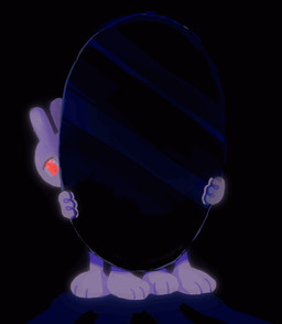 ambiguous_gender anthro blood bodily_fluids feet gore group hindpaw holding_object horror_(theme) mirror obscured_face paws purple_body red_eyes trio plastiboo humanoid lagomorph leporid mammal monster rabbit 2d_animation animated animated_gif hi_res short_playtime