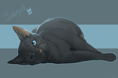 ambiguous_gender blue_eyes disability feral fur grey_body grey_fur leg_scar looking_at_viewer lying on_side one_eye_closed scar simple_background smile solo whiskers dannoitanart warriors_(book_series) cinderpelt_(warriors) domestic_cat felid feline felis mammal 2016 3:2 digital_drawing_(artwork) digital_media_(artwork) hi_res shaded soft_shading female_(lore)