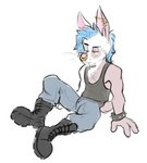 boots bracelet clothed clothing ear_piercing facial_piercing footwear jewelry male nose_piercing nose_ring piercing ring_piercing septum_piercing septum_ring shoes simple_background solo spiked_bracelet spikes markybuns austin_(markydraws) lagomorph leporid mammal rabbit