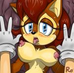 anthro areola big_breasts blue_eyes blush bodily_fluids breasts brown_body brown_fur duo erect_nipples female first_person_view fur hair looking_at_viewer mostly_offscreen_character navel nipples nude red_hair solo_focus sweat tongue tongue_out raianonzika archie_comics sega sonic_the_hedgehog_(archie) sonic_the_hedgehog_(comics) sonic_the_hedgehog_(series) sally_acorn chipmunk ground_squirrel mammal rodent sciurid 2014 hi_res