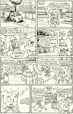 anthro car female humor male outside shopping speech_bubble summer text vehicle lecerf sega sonic_the_hedgehog_(comics) sonic_the_hedgehog_(series) cream_the_rabbit vanilla_the_rabbit human lagomorph leporid mammal rabbit 2025 absurd_res comic english_text hi_res