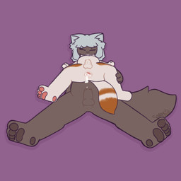 abdominal_bulge after_sex anal anthro bodily_fluids butt cum cum_in_ass cum_inflation cum_inside duo genital_fluids genitals inflation male male/male partially_inside pawpads penis predator/prey sex_with_prey size_difference swallowing spatey miso_(spatey) oli_(spatey) domestic_cat felid feline felis mammal 1:1 hi_res