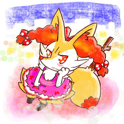 3_fingers 3_toes abstract_background accessory ambiguous_anthro ambiguous_gender anthro arm_tuft biped black_body blush bow_ribbon cheek_tuft chest_tuft clothed clothed_ambiguous clothed_anthro clothing digitigrade dipstick_tail dress embarrassed facial_tuft feet fingers frilly frilly_clothing frilly_dress front_view fully_clothed fully_clothed_ambiguous fully_clothed_anthro fur hair_accessory hair_bow hair_ribbon hand_on_cheek high-angle_view hip_tuft inner_ear_fluff looking_at_viewer looking_up looking_up_at_viewer markings mouth_closed multicolored_body multicolored_fur no_pupils pink_clothing pink_dress pointy_ears polka_dot_bow prick_ears red_bow red_eyes red_inner_ear_fluff red_nose red_tail_tip ribbons shoulder_tuft solo standing tail tail_markings tapering_snout toes tuft two_tone_tail wavy_mouth white_body white_fur yellow_body yellow_fur yellow_tail annyui0611 nintendo pokemon braixen canid generation_6_pokemon mammal pokemon_(species) 1:1 2021 colored digital_drawing_(artwork) digital_media_(artwork) full-length_portrait hi_res japanese_description portrait shaded translated_description