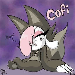 anthro clothing costume exclamation_point eyelashes fake_claws female fur fursuit hair hair_over_eye looking_at_viewer pink_eyes pink_hair pink_nose pose sitting solo text white_body white_ears white_fur white_wool wool_(fur) zipper codeythetitan chikn_nuggit cofi_(chikn_nuggit) bovid caprine mammal sheep 1:1 artist_name character_name digital_media_(artwork) hi_res