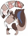 anthro ashwolves5 clothing diaper edgard genitals hi_res male mammal mephitid merging obese overweight penis skunk solo transformation
