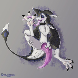 anthro big_penis blush bodily_fluids collar feet foot_fetish genital_fluids genitals huge_penis licking male paws penis precum saliva solo tongue tongue_out 1nfer0 avali absurd_res hi_res