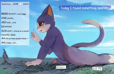 anthro bulge city death_count fur genitals macro male micro musk penis solo text ti-suger animal_crossing nintendo rover_(animal_crossing) domestic_cat felid feline felis mammal absurd_res english_text hi_res