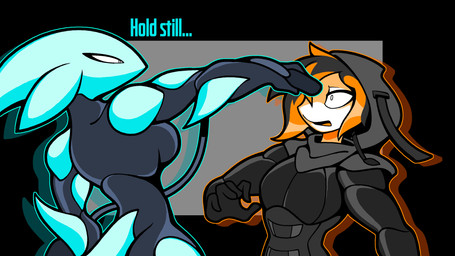 anthro big_breasts black_bodysuit black_clothing black_hair black_latex black_skinsuit bodysuit bolt_gun breasts clothed clothed_anthro clothed_female clothed_male clothing dialogue duo female hair head_tail hood hoodie_bodysuit latex latex_bodysuit latex_clothing latex_skinsuit male male/female multicolored_hair orange_body orange_hair side_boob skinsuit tail teal_body text tight_clothing two_tone_hair rem_phase no_country_for_old_men annette_(rem_phase) equid equine fish horse mammal marine pony shark 2026 english_text hi_res