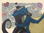 duo heart_symbol hearts_around_body hearts_around_upper_body horn hug layered_heart membrane_(anatomy) membranous_wings spines tail wings natoli mythology dragon mythological_creature mythological_scalie scalie wingless_dragon 2022 4:3 digital_media_(artwork)