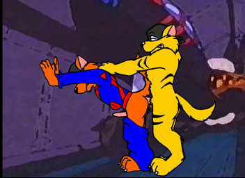 against_surface against_wall anal anal_penetration anthro anthro_on_anthro anthro_penetrated anthro_penetrating anthro_penetrating_anthro biceps big_muscles biped bodily_fluids bottomwear bottomwear_down clothed clothing cum cum_in_ass cum_inside duo erection from_behind_position genital_fluids genitals internal male male/male male_penetrated male_penetrating male_penetrating_male mask muscular muscular_male nude pants pants_down partially_clothed penetration penile penile_penetration penis penis_in_ass sex standing ian_r_soulfox hanna-barbera swat_kats chance_furlong jake_clawson domestic_cat felid feline felis mammal 11:8 animated high_framerate no_sound short_playtime webm