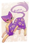 ambiguous_gender fangs feral fur green_eyes looking_at_viewer markings open_mouth paws purple_body purple_fur simple_background solo spots spotted_body spotted_fur tail teeth whiskers ineka nintendo pokemon felid feline generation_5_pokemon liepard mammal pokemon_(species) 2025 hi_res signature