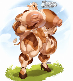 abs anthro areola big_areola big_breasts big_butt big_muscles big_nipples breasts butt clothing female footwear genitals high_heels huge_areola huge_breasts huge_butt huge_muscles huge_nipples huge_thighs hyper hyper_breasts hyper_muscles muscular muscular_anthro muscular_female muscular_thighs navel nipples shoes solo thick_thighs vulva wide_hips blackheart_xi mocha_(edosoaris) bovid bovine mammal absurd_res hi_res nonbinary_(lore)