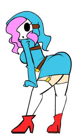 animated_gif bouncing bouncing_breasts breasts butt clothed clothed_female clothing female footwear hair high_heels legwear light_body light_skin mask not_furry pink_hair shoes simple_background solo stockings wearing_mask wide_hips minus8 mario_bros mario_kart nintendo human mammal shyguy 2d_animation animated grandfathered_content motion_tweening short_playtime