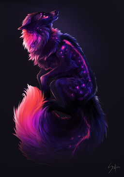 abstract_background ambiguous_gender dark dream feral fur looking_away simple_background solo spots safiru canid canine canis domestic_dog mammal wolf purple_theme restricted_palette
