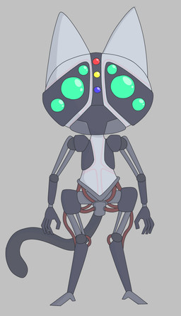 ambiguous_gender cybernetic_arm cybernetic_face cybernetic_limb cybernetic_tail cybernetics green_eyes grey_background machine simple_background solo tail white_body gooblie_2 cyborg domestic_cat felid feline felis mammal absurd_res hi_res