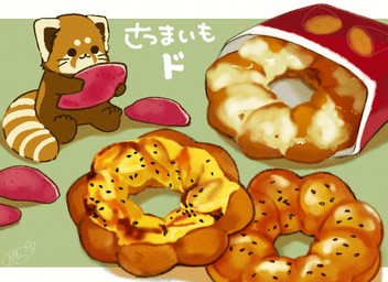 black_nose brown_body brown_fur chibi detailed_food dot_eyes feral food fur micro simple_eyes sitting solo text shi_nominmin ailurid mammal red_panda 11:8 2021 detailed japanese_text