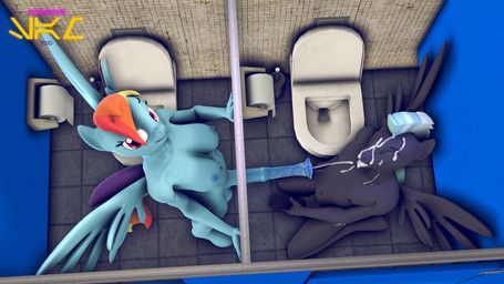animal_genitalia animal_penis anthro anthrofied bathroom bodily_fluids breasts crossgender cum cum_in_mouth cum_inside cum_on_chest cum_on_face duo ejaculation equine_genitalia equine_penis erection eyes_closed floor ftg_crossgender fti_crossgender genital_fluids genitals glory_hole gynomorph gynomorph/male hooves intersex intersex/male kneeling looking_at_viewer looking_up male masturbation nipples penis public_restroom restroom_stall smile standing tile tile_floor tile_wall toilet toilet_paper wall_(structure) wing_boner wings lovewood_studios friendship_is_magic hasbro my_little_pony mythology rainbow_dash_(mlp) thunderlane_(mlp) equid equine horse mammal mythological_creature mythological_equine pegasus pony 16:9 3d_(artwork) digital_media_(artwork) hi_res widescreen