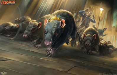 ambiguous_gender brown_body brown_fur buckteeth ear_piercing ear_ring feral feral_focus floor fur group lamp male piercing ring_piercing running surprised tail teeth whiskers wood wood_floor brian_valeza hasbro magic:_the_gathering wizards_of_the_coast human mammal murid murine rat rodent 2021 official_art