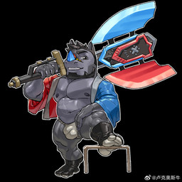 2_horns anthro asian_clothing axe axe_on_shoulder barricade_tape beard black_background black_boots black_clothing black_footwear black_hair boots bulge caution_stripes caution_tape clothing east_asian_clothing facial_hair facial_horn footwear fundoshi grey_body grey_eyes grey_skin hair holding_axe holding_object horn japanese_clothing male musclegut muscular navel nose_horn outline shoes simple_background smile solo underwear weapon_on_shoulder white_clothing white_fundoshi white_outline white_underwear luke_c419 yan_long mammal rhinoceros 1:1 2024 hi_res
