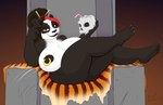 anthro areola bear big_breasts black_areola black_hair black_nipples blizzard_entertainment bone breasts chair curvy_figure drinking_straw feet female fur_rug furniture hair highlights_(coloring) holding_skull huge_breasts ikusame jklind looking_at_viewer lounging mammal nipple_piercing nipples nude pandaren piercing red_highlights skull solo thick_thighs throne unavailable_at_source voluptuous warcraft wide_hips