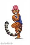 anthro blush covering covering_self embarrassed female simple_background solo stripes text towel towel_on_head towel_only wet white_background kyma dreamworks kung_fu_panda master_tigress felid mammal pantherine tiger 2014 url