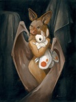 anthro arthropod bat brown_body brown_fur duo embrace female fur hug insect lepidopteran looking_at_viewer mammal membrane_(anatomy) membranous_wings moth nude oil_painting_(artwork) painting_(artwork) plushie predator/prey scale_(artist) size_difference standing traditional_media_(artwork) wings young