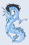 after_transformation black_hair breasts claws dragon feet female feral fin hair hi_res membrane_(anatomy) mythological_creature mythological_scalie mythology non-mammal_breasts scalie semi-anthro simple_background solo tail thatweirdguyjosh toes webbed_feet webbed_hands