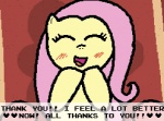 blush eyes_closed female feral fur hair lying on_back open_mouth pink_hair solo text yellow_body yellow_fur pokehidden banned_from_equestria friendship_is_magic hasbro my_little_pony fluttershy_(mlp) equid equine horse mammal pony 2012 english_text low_res