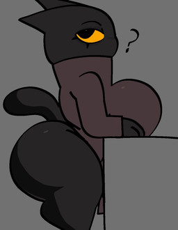anthro big_breasts big_butt black_body black_ears black_fur black_tail breasts butt clothing eyelashes female female_anthro fur huge_breasts huge_butt huge_thighs question_mark side_view simple_background solo tail thick_thighs topwear xarop77 merchant_cat_(xarop77) domestic_cat felid feline felis mammal 2025 digital_drawing_(artwork) digital_media_(artwork) english_description hi_res