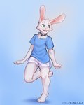 4_toes 5_fingers clothed clothing collar feet fingers fur green_eyes smile toes white_body white_fur cacuu eira_(theonlyskywoof) lagomorph leporid mammal rabbit 2022 4:5 absurd_res digital_media_(artwork) hi_res