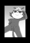 accessory anthro black_body black_fur blush eyewear female flat_chested flower flower_in_hair fur genitals hair hair_accessory hand_on_hip low-angle_view navel nipples nude outside plant pose pussy red_nose smile solo standing sunglasses worm's-eye_view young 8horns animaniacs warner_brothers dot_warner inkblot mammal 2015 absurd_res alpha_channel hi_res monochrome