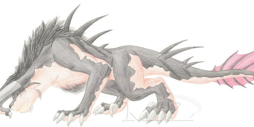 5_fingers 5_toes all_fours back_spikes black_body black_fur claws eyes_closed feet fingers frill_(anatomy) fur grey_body grey_skin horn light_body light_skin male multicolored_body multicolored_skin pink_frill simple_background solo spiked_tail spikes spikes_(anatomy) tail tail_frill toes transformation two_tone_body two_tone_skin white_background unknown_artist final_fantasy square_enix behemoth_(final_fantasy) source_request traditional_media_(artwork) watermark