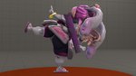 16:9 3d_(artwork) anthro big_butt butt clothing digital_media_(artwork) female flip_flops footwear grey_body grey_skin gunfire_reborn hair hi_res knife lagomorph leporid mammal melee_weapon mightyk pink_hair rabbit sandals shoes slightly_chubby slightly_chubby_anthro slightly_chubby_female slippers solo sword tao_(gunfire_reborn) weapon widescreen