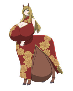 asian_clothing bare_shoulders big_breasts blonde_hair blue_eyes breasts brown_body brown_fur chinese_clothing chinese_dress clasped_hands cleavage cleavage_cutout clothed clothed_taur clothing cutout dress east_asian_clothing female fur hair hooves horse_ears horse_tail huge_breasts long_hair looking_at_viewer pregnant pregnant_taur simple_background smile solo standing taur_lower_pregnancy zdemian european_mythology greek_mythology mythology estelle_bellegarde centaur equid equid_taur humanoid_taur mammal mammal_taur taur 4:5 absurd_res hi_res