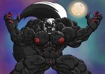 anthro big_muscles female growth huge_muscles hyper hyper_muscles moon multi_nipple muscle_growth muscular nipples solo vein veiny_muscles morkzaytf9 hybrid mammal mephitid skunk