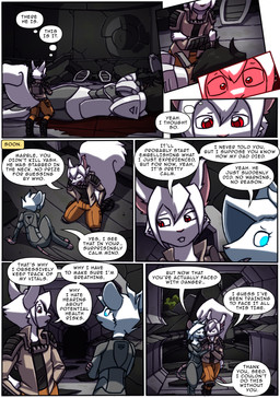 anthro biped blood blue_eyes bodily_fluids clothed clothing corpse death dialogue dialogue_box female fur glowing glowing_eyes group hair larger_human male open_mouth red_eyes size_difference smaller_anthro speech_bubble tail text thought_bubble trio white_body white_fur white_hair white_tail kitfox-crimson in_our_shadow marble_(kitfox-crimson) seed_(kitfox-crimson) yash_(kitfox-crimson) human mammal murid murine rat rodent sciurid tree_squirrel 2025 absurd_res colored comic english_text hi_res