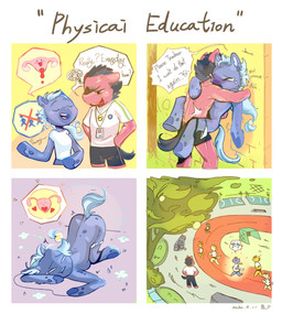 anthro anthro_on_anthro bodily_fluids bottomwear butt clothed clothing clothing_around_one_leg crying dialogue duo female forced gym hair male male/female mane panties panties_around_one_leg panties_down partially_clothed rape school sex shirt shorts tail tears text topwear underwear underwear_around_one_leg underwear_down young young_anthro young_female meowloaf_bridy equid equine horse mammal pony english_text hi_res pictographics