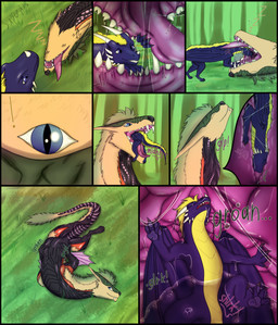 belly blonde_hair blue_body blue_eyes blue_scales bodily_fluids bodily_fluids_drip bodily_fluids_from_mouth bodily_fluids_in_mouth bodily_fluids_in_own_mouth bodily_fluids_pool bodily_fluids_string claws curious detailed_background dripping drooling duo eating endosoma eye_focus eyes_closed fangs feral forest fur glistening glistening_bodily_fluids glistening_saliva glowing glowing_body grass green_hair gullet hair horn inside inside_mouth inside_stomach internal internal_oral lying male male/male mouth_shot nude on_back open_mouth oral_vore organs outside plant reverse_mouth_shot rumbling_stomach safe_vore saliva saliva_drip saliva_on_tongue saliva_string scales size_difference sleeping slime smile soft_vore sound_effects stomach stomach_acid struggling struggling_prey swallowing tail teeth text throat tongue tongue_out tree unwilling_prey vore yellow_body yellow_fur superplus ark_survival_(series) mythology kustrin dragon mammal managarmr mythological_creature mythological_scalie reptile scalie absurd_res comic digital_media_(artwork) english_text hi_res superabsurd_res