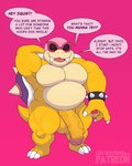 anthro balls big_penis eyewear fangs flaccid genitals male nude penis shell slightly_chubby solo speech_bubble sunglasses teeth text vein veiny_penis likzbuns wolfbuns mario_bros nintendo koopaling roy_koopa koopa scalie 4:5 absurd_res english_text hi_res