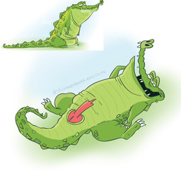 anatomically_correct anatomically_correct_genitalia anatomically_correct_penis anthro genitals lying male narrowed_eyes on_back overweight penis presenting smile smiling_at_viewer solo squint srirachamander alligator alligatorid crocodile crocodilian reptile scalie 1:1 hi_res