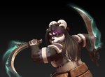 anthro black_background eye_patch eyewear female simple_background solo weapon shadoca blizzard_entertainment warcraft bear mammal pandaren hi_res