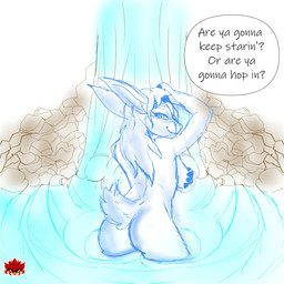 anthro bathing bedroom_eyes big_butt breasts butt covering covering_breasts female fingers hair holding_breast hooved_fingers hooves inviting lake logo long_hair looking_at_viewer looking_back medium_breasts narrowed_eyes nude nude_female rock seductive short_tail slim smile smiling_at_viewer solo tail text water waterfall wet_hair sinisterslyfox cheryl_mulborrow deer mammal 1:1 digital_drawing_(artwork) digital_media_(artwork) english_description english_text hi_res sketch