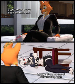 anthro black_border border building clothed clothing collar dialogue duo eyebrow_piercing facial_piercing female fingerless_gloves gloves handwear house orange_body paws piercing red_sclera spiked_collar spikes tail text therapy sfmex_studios dreamworks hellaverse helluva_boss mythology the_bad_guys diane_foxington loona_(helluva_boss) canid canid_demon canine demon fox hellhound mammal mythological_canine mythological_creature 3d_(artwork) absurd_res comic digital_media_(artwork) english_text hi_res meme source_filmmaker_(artwork)
