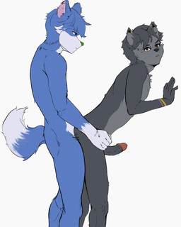 anal anal_penetration anthro anthro_on_anthro anthro_penetrated balls bareback belly blue_background blue_body blue_fur bodily_fluids butt clothing cum cum_inside dripping duo erection fur genital_fluids genitals humanoid_genitalia humanoid_penis leg_warmers legwear low-angle_view male male/male male_penetrated male_penetrating male_penetrating_male nipples nude pawpads penetration penile penis precum precum_drip sex simple_background ibukemono 4:5 absurd_res hi_res