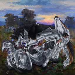 animal_genitalia animal_penis animal_vulva anus balls black_body black_fur bodily_fluids brown_markings canine_genitalia canine_penis canine_vulva cum cum_in_mouth cum_inside cum_on_vulva duo erection eyes_closed fangs fellatio female female_penetrated feral feral_on_feral feral_penetrated feral_penetrating feral_penetrating_feral fur genital_fluids genitals grass knot knotted_penis male male/female male_penetrating male_penetrating_female markings open_mouth oral oral_penetration outside penetration penile penile_penetration penis penis_in_mouth plant sex side_view sky teeth text vulva white_body white_fur msdeadsoul canid canine mammal 1:1 2024 artist_name dated hi_res