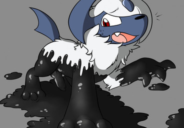 animal_genitalia animal_penis black_body black_goo black_latex black_nose black_penis blue_body blue_skin blue_tail canine_genitalia canine_penis corruption erection feral fur genitals goo_transformation grey_background knot latex latex_transformation liquid_latex male open_mouth penis red_eyes simple_background solo standing tail transformation white_body white_fur crisstail nintendo pokemon absol generation_3_pokemon living_latex pokemon_(species) story story_in_description