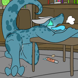 anthro aphrodisiac blush bodily_fluids digitigrade dripping female genital_fluids inside nude solo teeth text tongue vaginal_fluids trout_(artist) kobold reptile scalie 1:1 2016 aliasing digital_media_(artwork) english_text